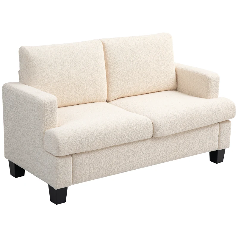HOMCOM Sofá 2 plazas 120 cm con cojines de respaldo extraíbles, tela chenilla para sala, habitación, oficina, Beige