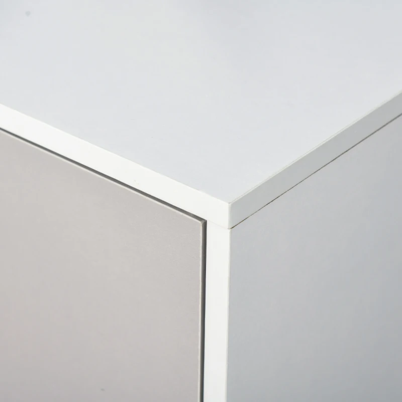 HOMCOM Buffet, mobile portaoggetti con 3 porte e 3 scomparti aperti, piedi in legno di pino, 96x30x75cm, bianco e grigio