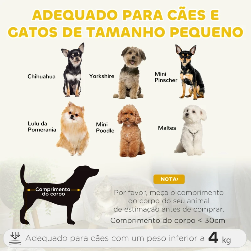 PawHut Cama Elevada para Cães Mini com Almofada Lavável e Estrutura de Madeira e Almofadas Antiderrapantes  Ø40,5x33 cm Cinza