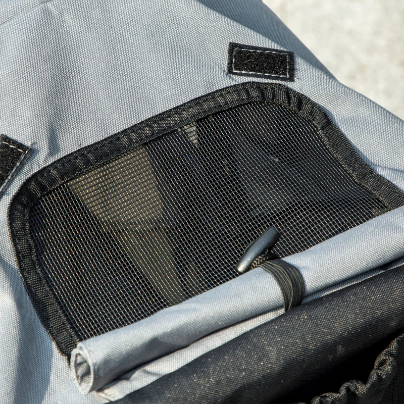 PawHut Poussette para perros plegable con cesto de almacenamiento, cojín lavable, ruedas de caucho y toldo ajustable, Gris