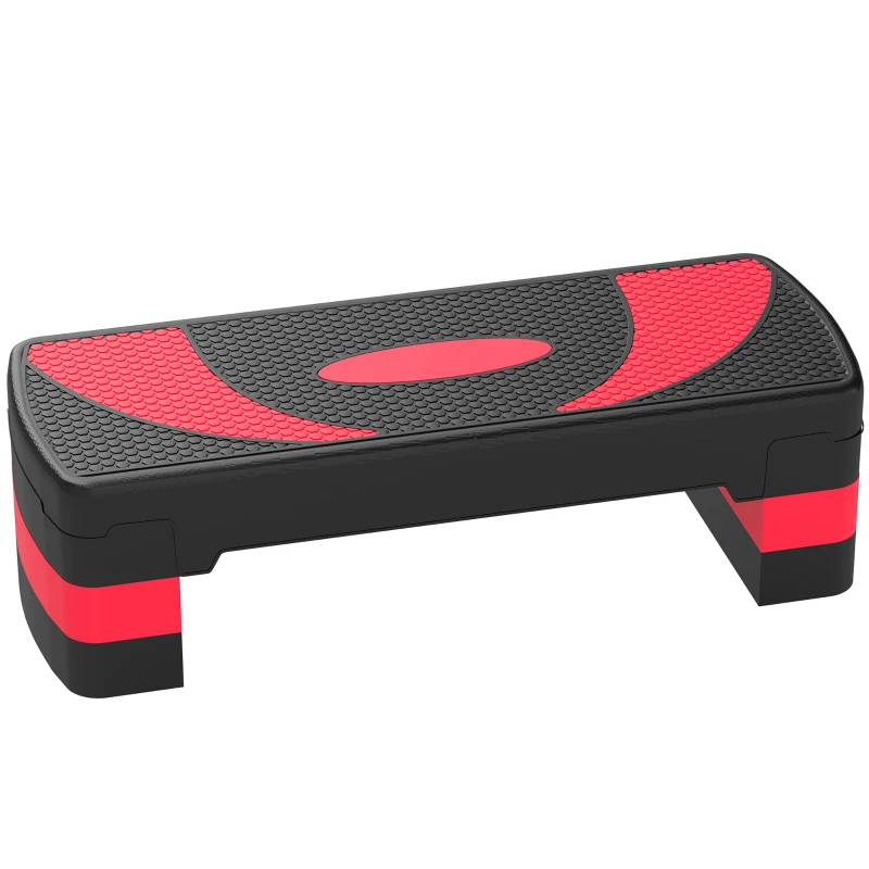 HOMCOM Aerobic-Stepper ajustable en altura para uso en interiores y exteriores, Capacidad de carga hasta 150 kg, 80 x 31 x 10-20 cm, Rojo