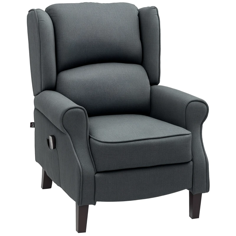 HOMCOM Fotel masujący z funkcją ogrzewania, 2 obszary masażu, funkcja leżenia, do 150 kg, Ciemnoszary