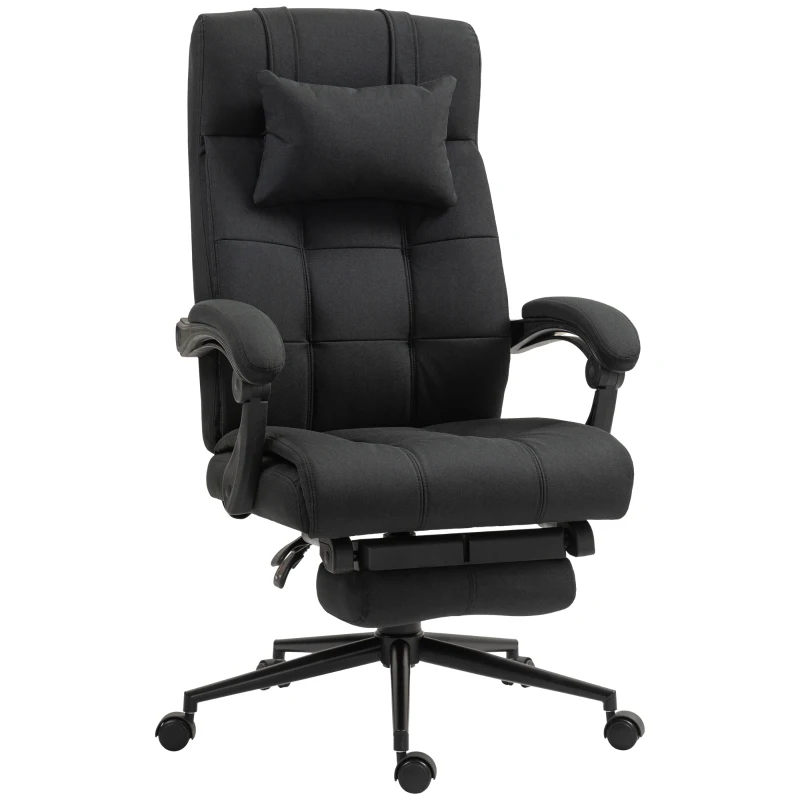 Vinsetto Silla de Oficina con Reposapiés, Silla de Escritorio, Silla Giratoria con Reposacabezas, Negro