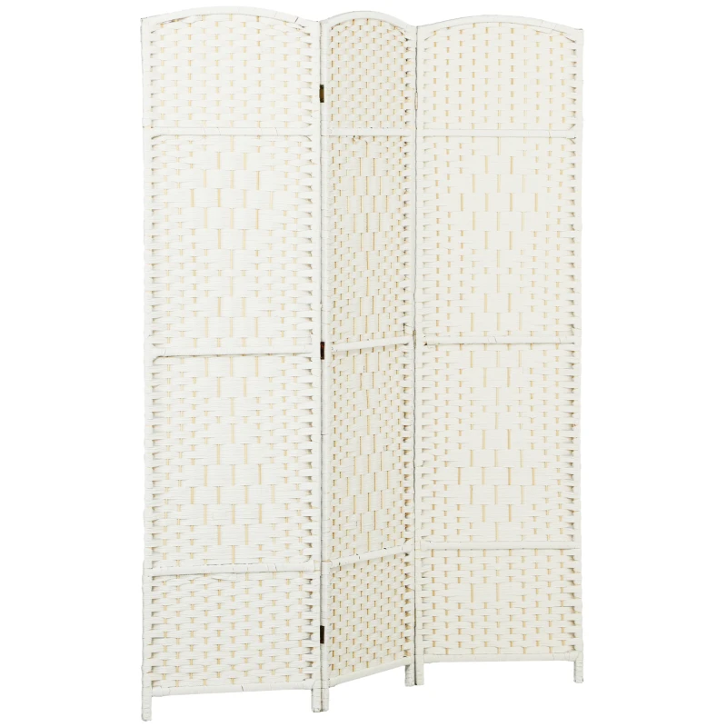 HOMCOM Paravent interior de madera 3 paneles separador de ambientes plegable para salón, habitación 135 x 180 cm blanco