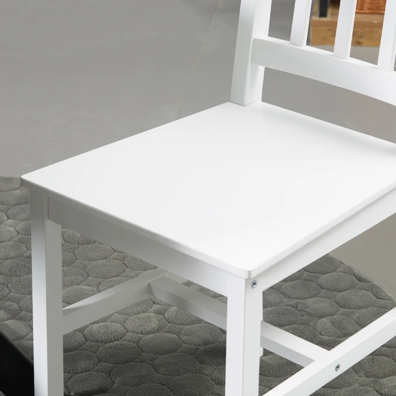 HOMCOM Juego de 4 Sillas de Comedor de Cocina de Madera Maciza, 41x46,5x85,5 cm, Blanco