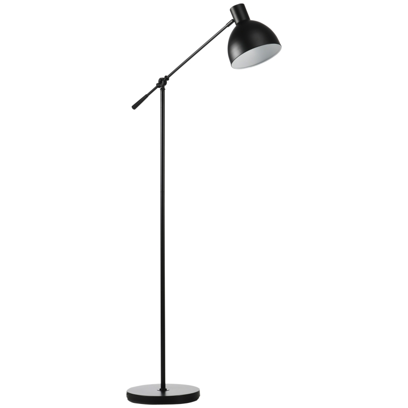 HOMCOM Lampara de Pie Salon 40 W Altura Ajustable, Pantalla y Brazo Orientable, Interruptor en el pie, Casquillo E27, negro