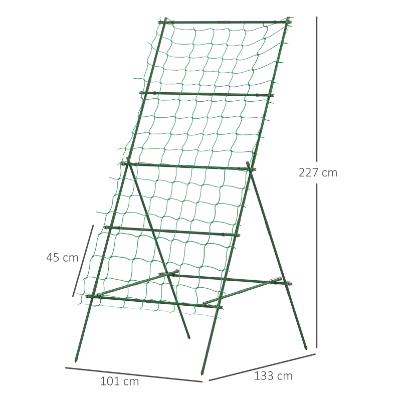 Outsunny Emparrado de Acero para Encajar sin óxido, Ayuda en Forma de A para Plantas Trepadoras 101x133x227 cm Verde