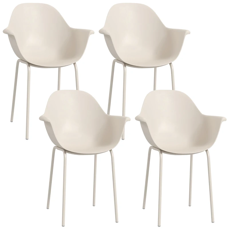 Outsunny Conjunto de 4 sillas de jardín Sillas de exterior Silla de jardín, diseño moderno, 59 cm x 55 cm x 84 cm, Gris
