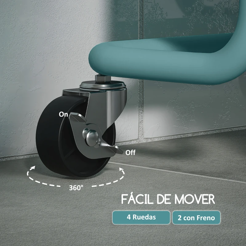 HOMCOM Carrito Auxiliar con Ruedas Carro de Almacenaje Multifuncional con Ganchos y Cajas Colgantes 42x38x86,5 cm Azul Verdoso