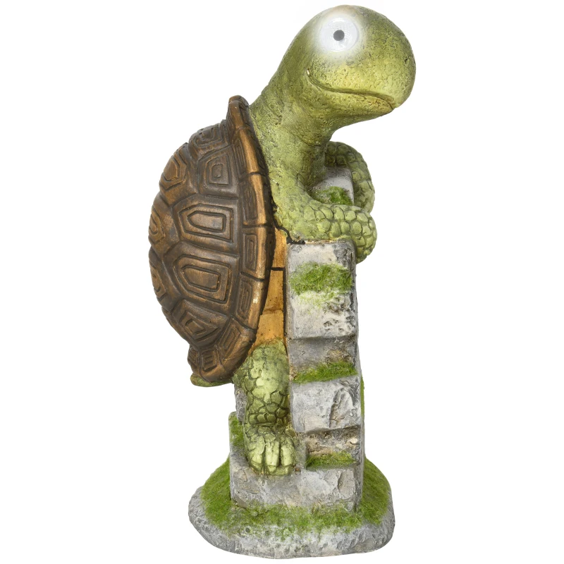 Outsunny Figura de jardín Tortuga Pequeña, Decoración de jardín, resistente a la intemperie, Luz solar