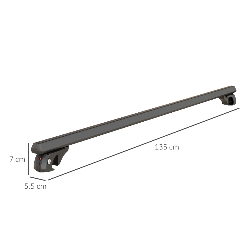 HOMCOM Barras de techo de coche transversales portaequipajes con cerradura 2 llaves incluidas aleación de aluminio Negro
