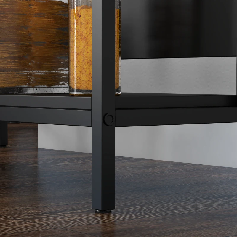 HOMCOM Isola da Cucina con Mensole, Piano Effetto Marmo e Struttura in Metallo, 100x50x90cm, Nero e Bianco