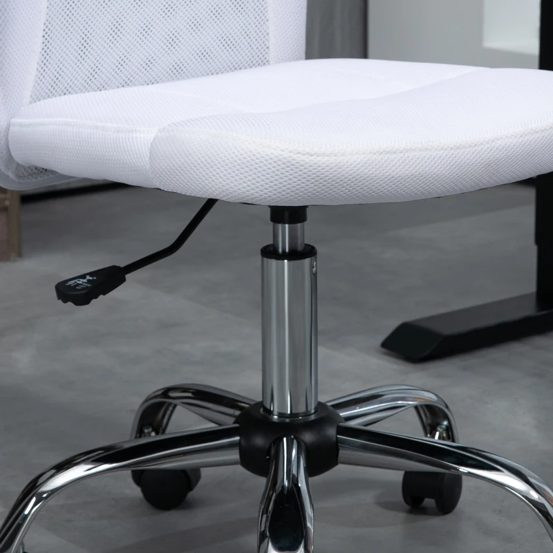 Vinsetto Silla de oficina ergonómica altura ajustable base cromada giratoria 360° revestimiento malla Blanco