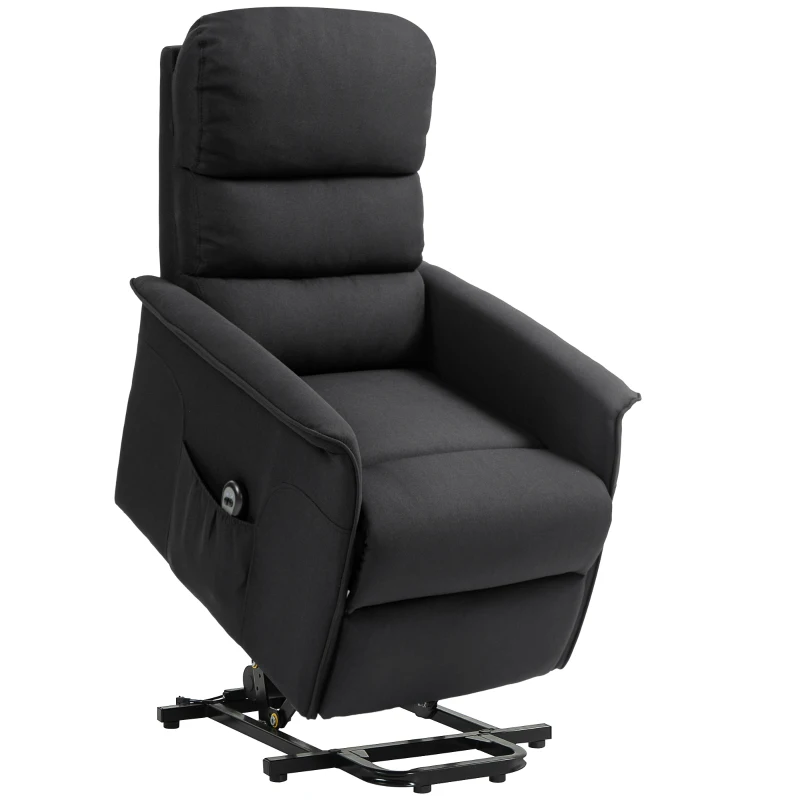 HOMCOM Sillón levantapersonas eléctrico con reposapiés y respaldo reclinable con mando a distancia y bolsillo negro