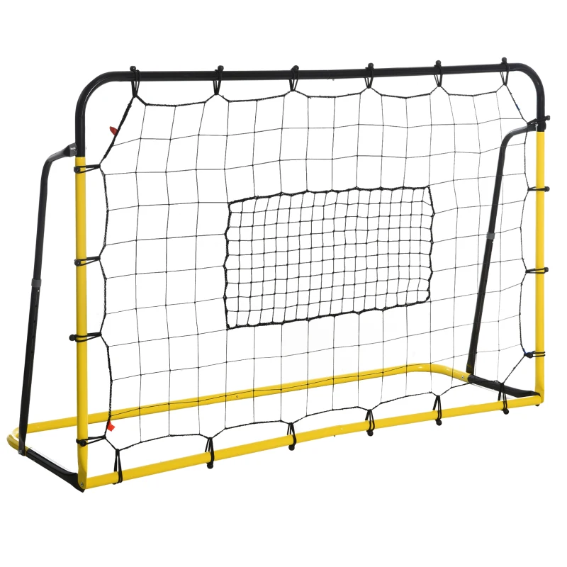 HOMCOM Filet de rebot de fotbal, 184L x 123H cm, rebot de fotbal, 5 unghiuri reglabile de la 60° la 90°, galben și negru