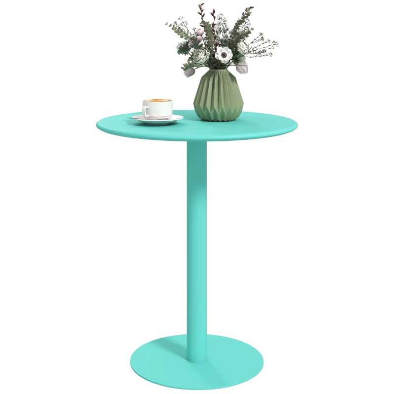 HOMCOM Masă de dining rotundă pentru 2 persoane Ø60 cm cu bază rotundă cadru din oțel pentru interior și exterior verde