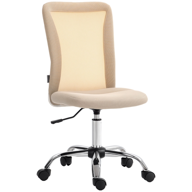 Vinsetto Scaun de birou ergonomic înălțime reglabilă picior cromat rotativ 360° îmbrăcăminte material textil bej
