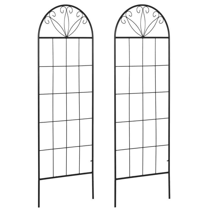 Outsunny Trelis pentru grădină set de 2 suport pentru plante agățătoare din metal - 51 x 152 cm negru