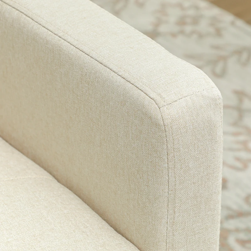 HOMCOM Sofá Cama Individual Poltrona com 4 Rodas Encosto Reclinável Almofada Extra e Assento Acolchoado 69x82,5x84 cm Bege