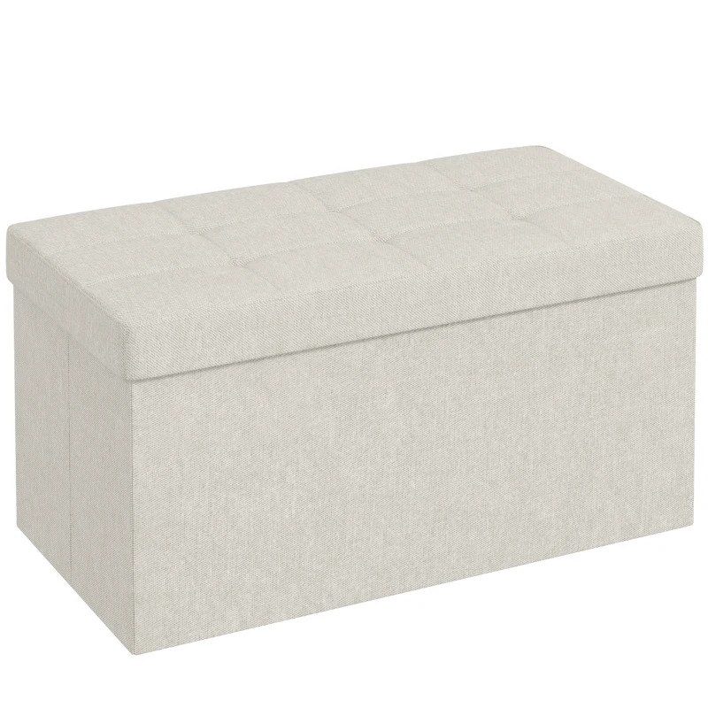HOMCOM Banc de depozitare pouf de depozitare pliabil bout de lit repose-pieds cu capac capitonat 76L x 38l x 38H cm crem