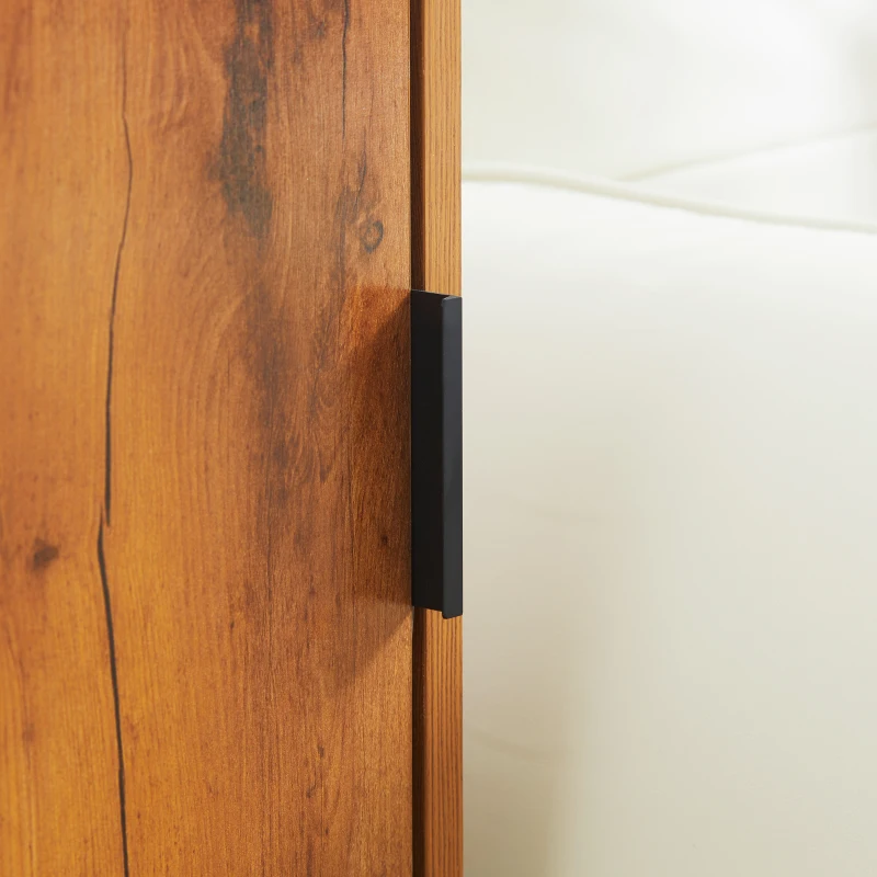 HOMCOM Masa de consolă în design industrial, masă laterală, bufet, 1 dulap, Maro + Negru