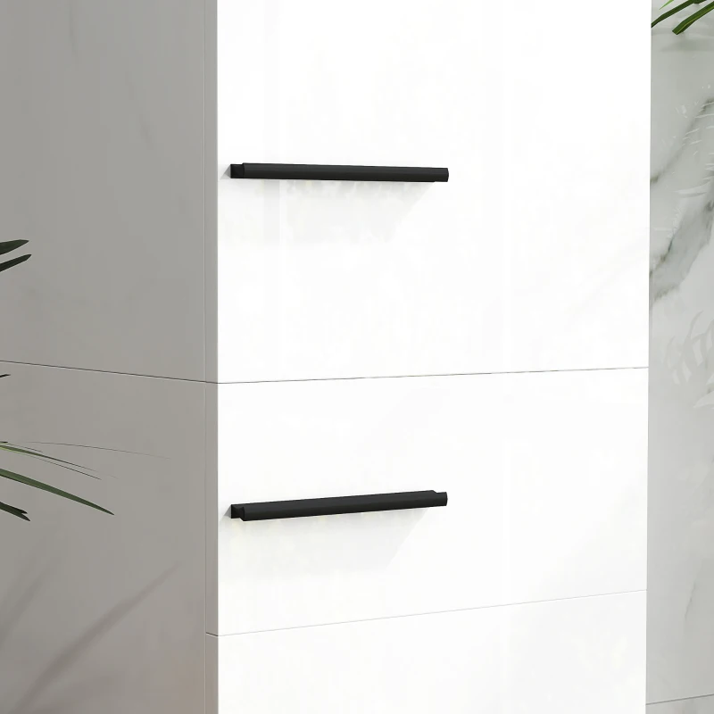 HOMCOM Dulap Înalt de Baie cu Sertar 2 Uși și Rafturi Ajustabile Mobilier Auxiliar de Baie Antirăsturnare 34x32x170 cm Alb