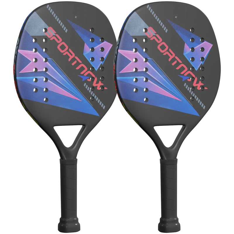 Set rachete de tenis de plajă SPORTNOW, mâner antiderapant, fibră de carbon, Negru