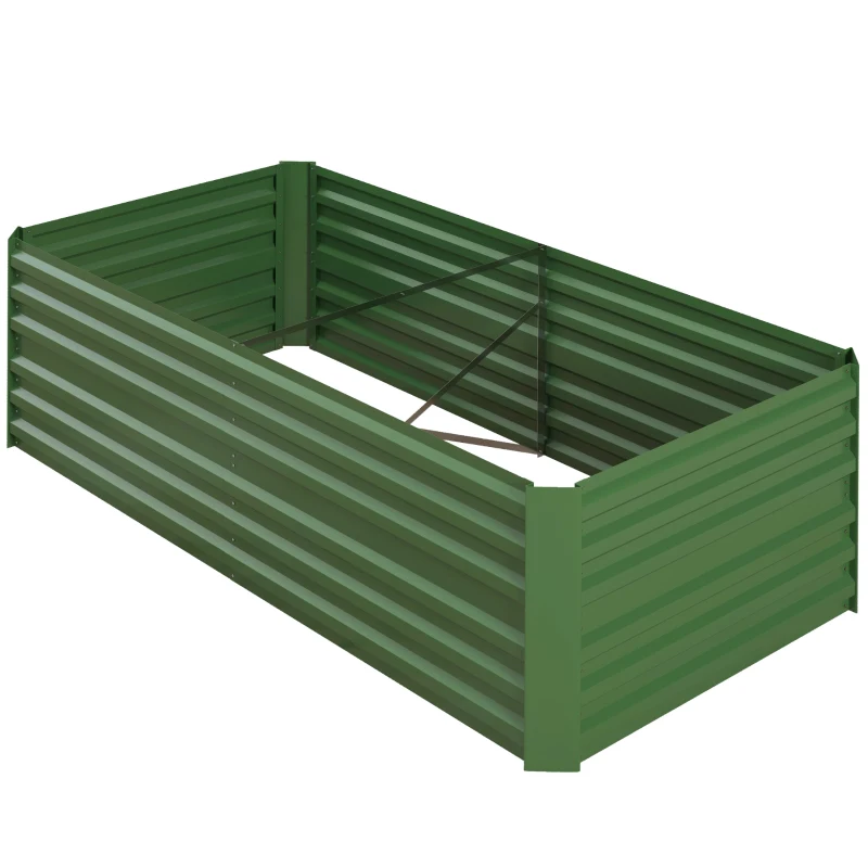 Outsunny Grădină elevate patrulater legume pat jardiniere cu tuburi de armare din oțel galvanizat 180 x 90 x 59 cm