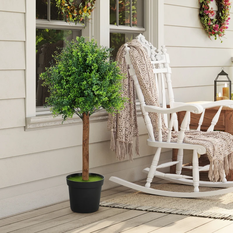 HOMCOM Plantă artificială Buxus 90cm, Plantă artificială în ghiveci de plastic pentru living