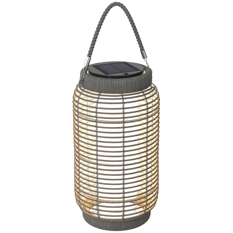 Outsunny Lampă solară de exterior, rășină imitată, LED, oțel, pornire/oprire automată, gri.