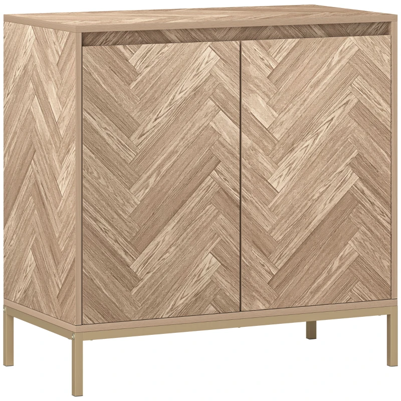 HOMCOM Mobilier de depozitare bufet cu 2 uși în șevalet, raft reglabil și picioare din oțel, 78 x 40 x 78 cm, stejar