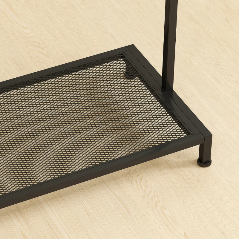 HOMCOM Suport pentru haine cu raft pentru pantofi, zonă de depozitare și protecție împotriva răsturnării, stejar.