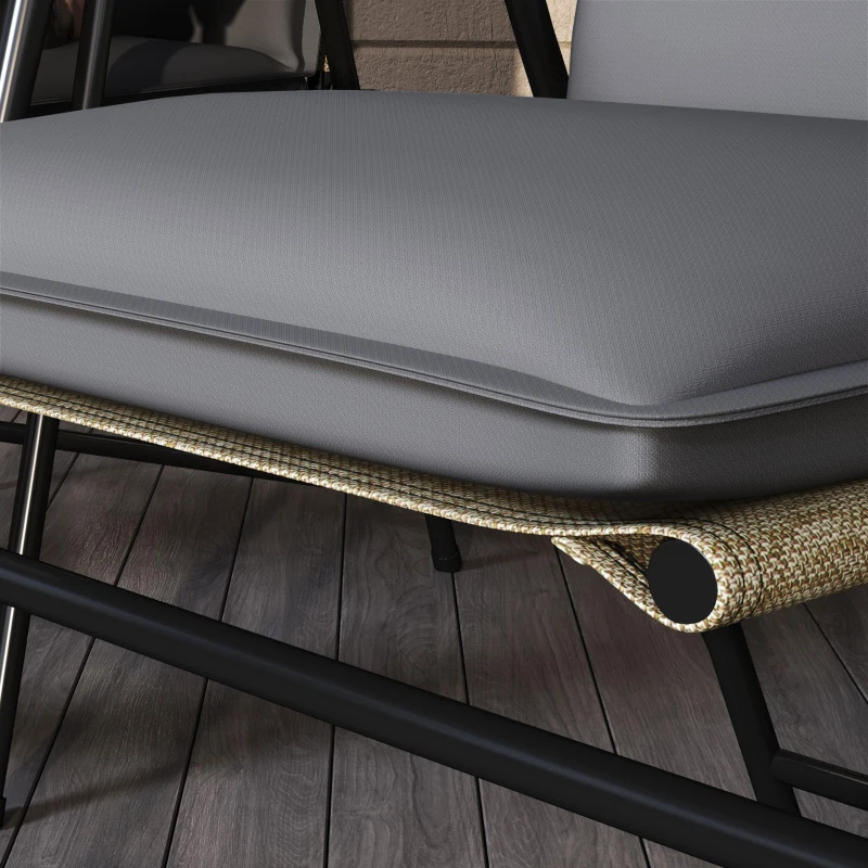 Outsunny Lot de 4 perne de scaun pentru exterior cu curele si banda reglabila, anti-decolorare UPF50+, 124x50x5cm, gri