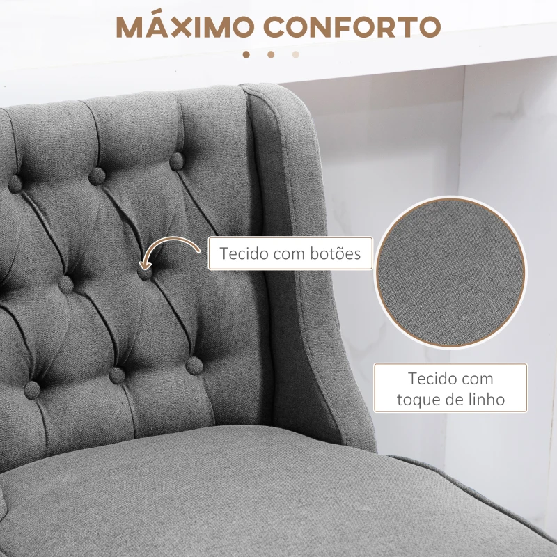 HOMCOM Conjunto de 2 Bancos de Bar com Encosto Giratórios 180° Bancos Altos de Cozinha com Apoio para Pés  45,7x57,2x101 cm Cinzento