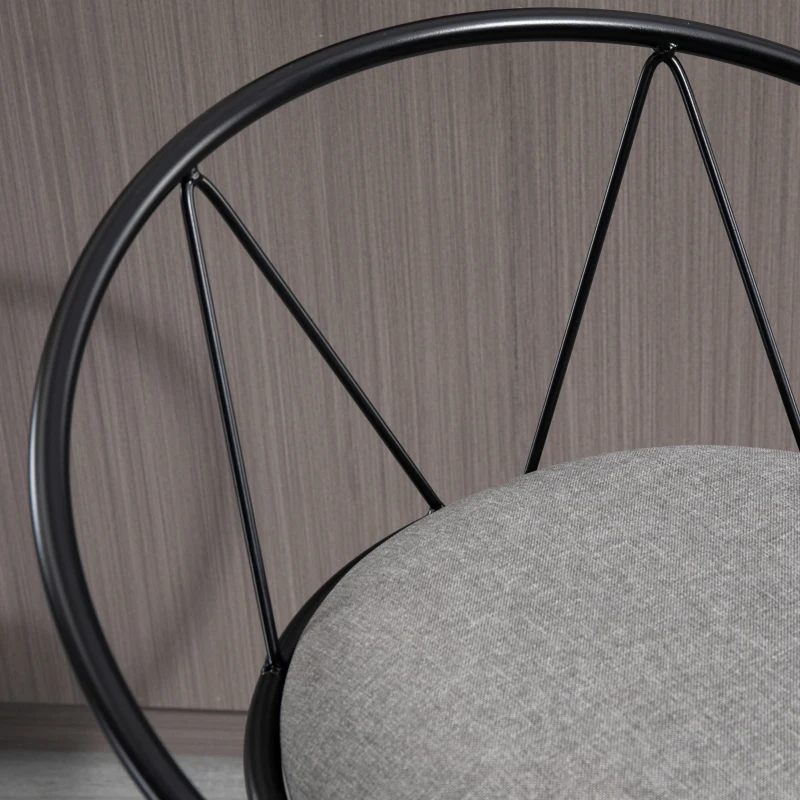 HOMCOM Set de 2 taburete de Bar Design neo-retro reglabil pivotant cu Suport pentru Picioare metal Negru Lână Gri