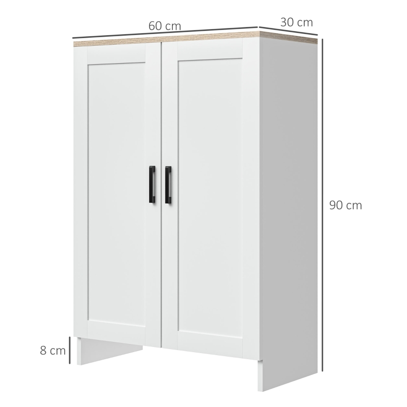 HOMCOM Bufet mobilier bucătărie depozitare cu placard cu uși și rafturi reglabile, 60 x 30 x 90 cm, alb