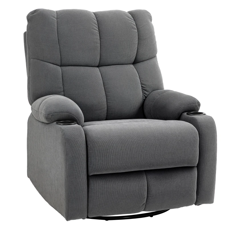 HOMCOM Scaun de relaxare cu suport pentru picioare, scaun de așezare, drehbar, până la 150 kg, cadru din oțel, 88x96x108cm, Gri inchis