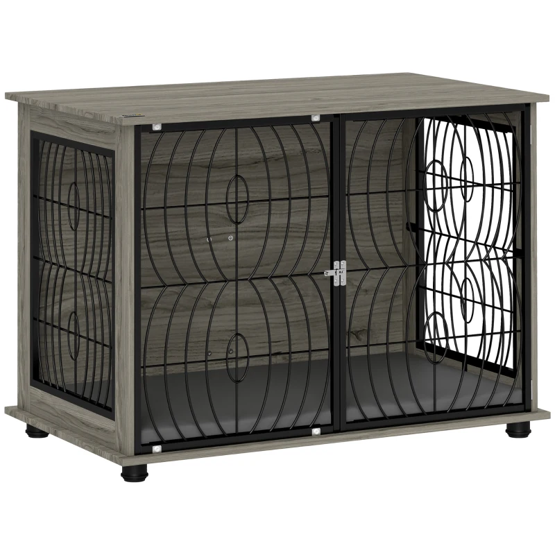PawHut Cușcă pentru câini, Casetă pentru câini, Cușcă de ședere blocabilă pentru câini mari, Gri