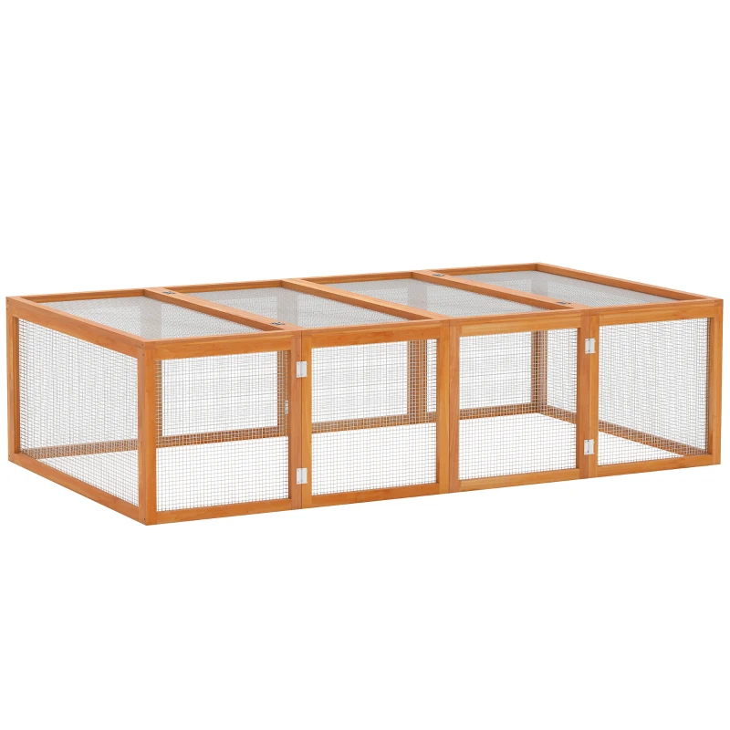 PawHut Clapier cușcă pentru iepuri exterior interior 2 uși superioare 181L x 100l x 48H cm lemn masiv pin