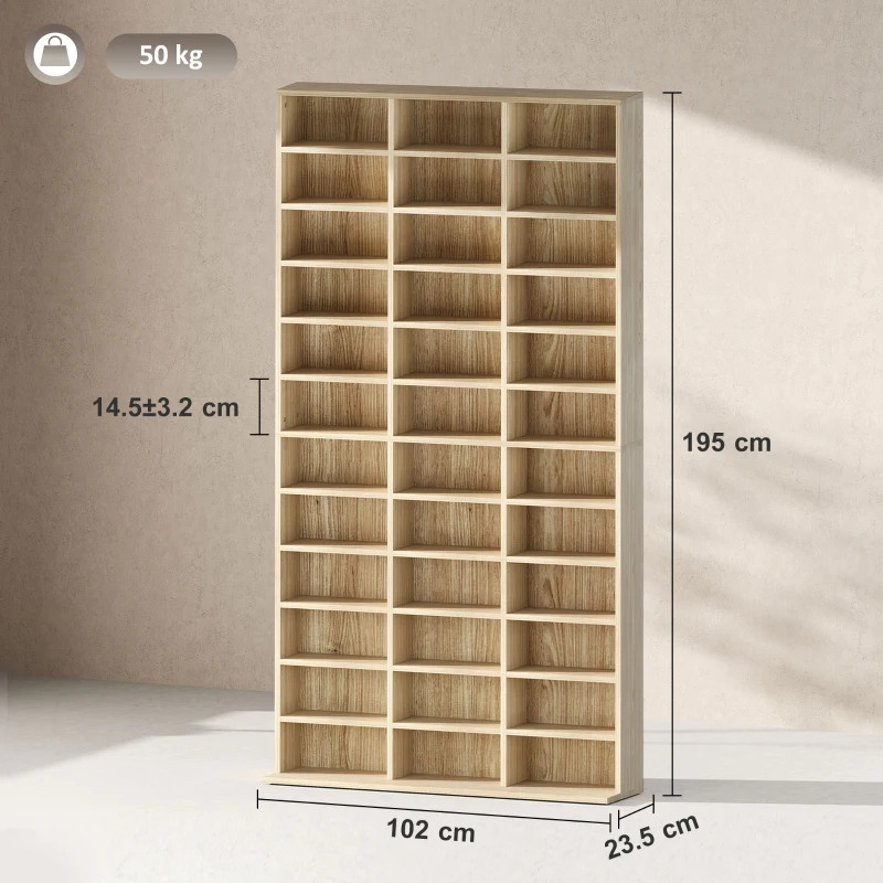 HOMCOM Depozite pentru CD-uri și DVD-uri, bibliotecă de depozitare 1116 CD-uri/528 DVD-uri, 36 compartimente și rafturi reglabile, chenar