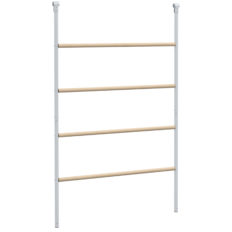 PawHut Perete scară mare pentru găini 4 niveluri cu trepte din lemn și structură metalică 140 x 86 x 2,5 cm argintiu