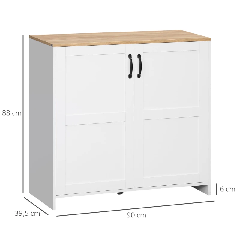 HOMCOM Dulap mobilier bufet bucătărie cu 2 uși și 2 rafturi reglabile 90 x 39,5 x 88 cm