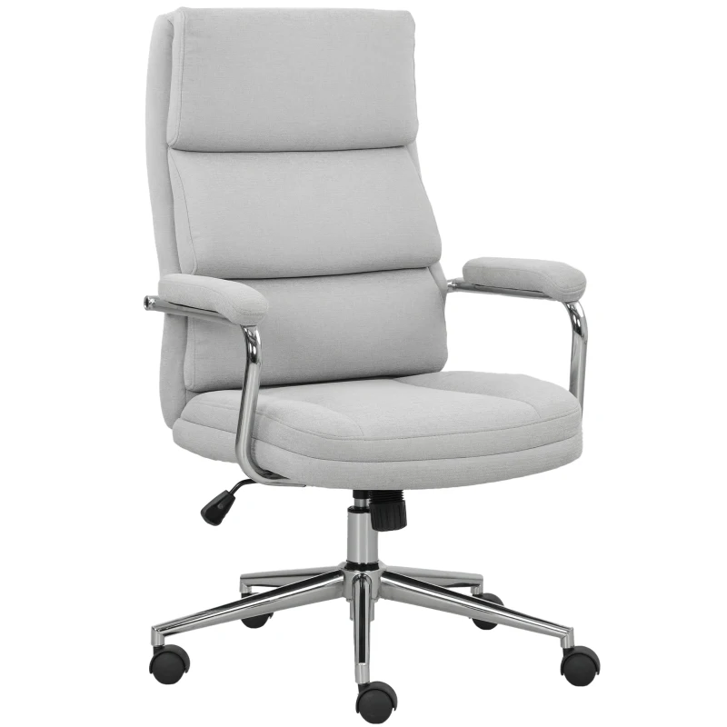 HOMCOM Scaun de birou, scaun de birou ergonomic cu înălțime reglabilă, funcție de meșterire, 62 x 73 x 105-113 cm, gris