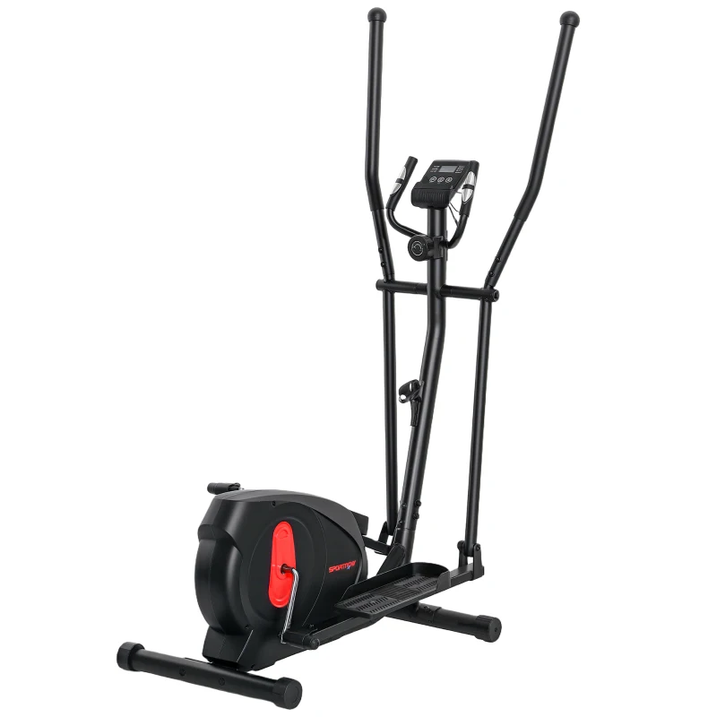 SPORTNOW Bicicletă eliptică pentru casă ultra-silențioasă, magnetică cu 8 nivele rezistență, ecran LED, senzor de puls, negru