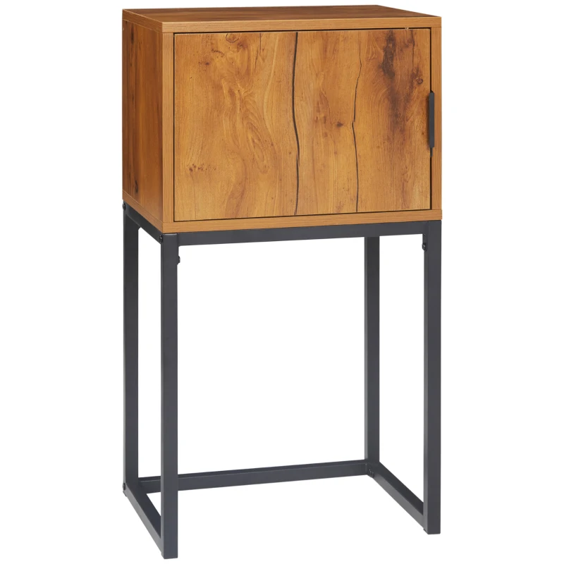 HOMCOM Masa de consolă în design industrial, masă laterală, bufet, 1 dulap, Maro + Negru