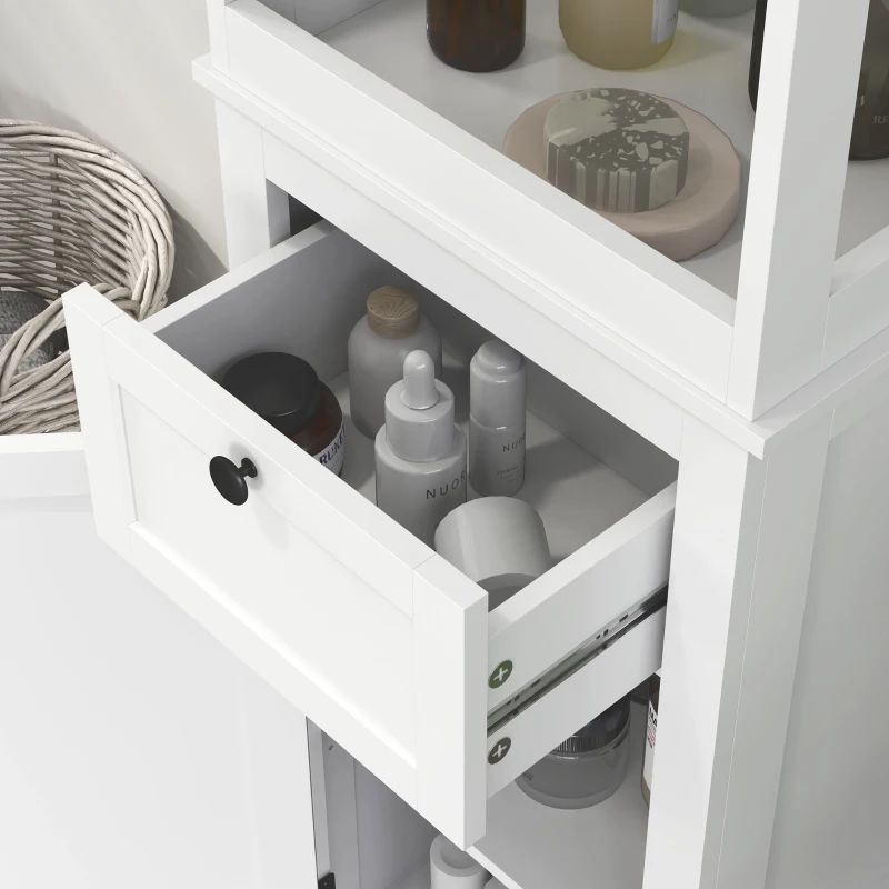 HOMCOM Mobilier coloană de baie armoire haute cu 2 rafturi, 1 sertar și 1 dulap - 40 x 30 x 165 cm, alb