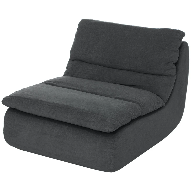 HOMCOM Fotoliu de podea din spumă, chaise-longue, fotoliu de lounge pentru living, dormitor, gri