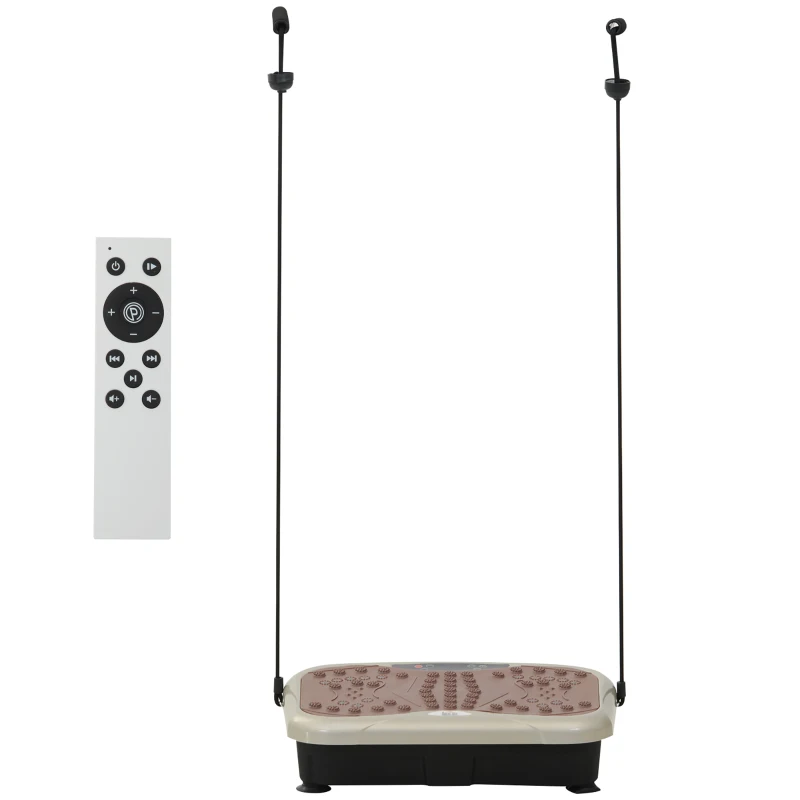 HOMCOM Vibrationsplată Antrenor de Vibrații Dispozitiv de Fitness cu Ecran LED Difuzor USB Benzi de Antrenament Telecomandă