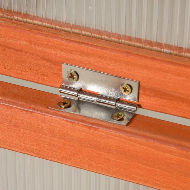 Outsunny Seră din Lemn și Policarbonat 90 x 46 x 40 cm Seră cu acoperiș impermeabilă pentru plante de grădină Pat de plantare Portocaliu