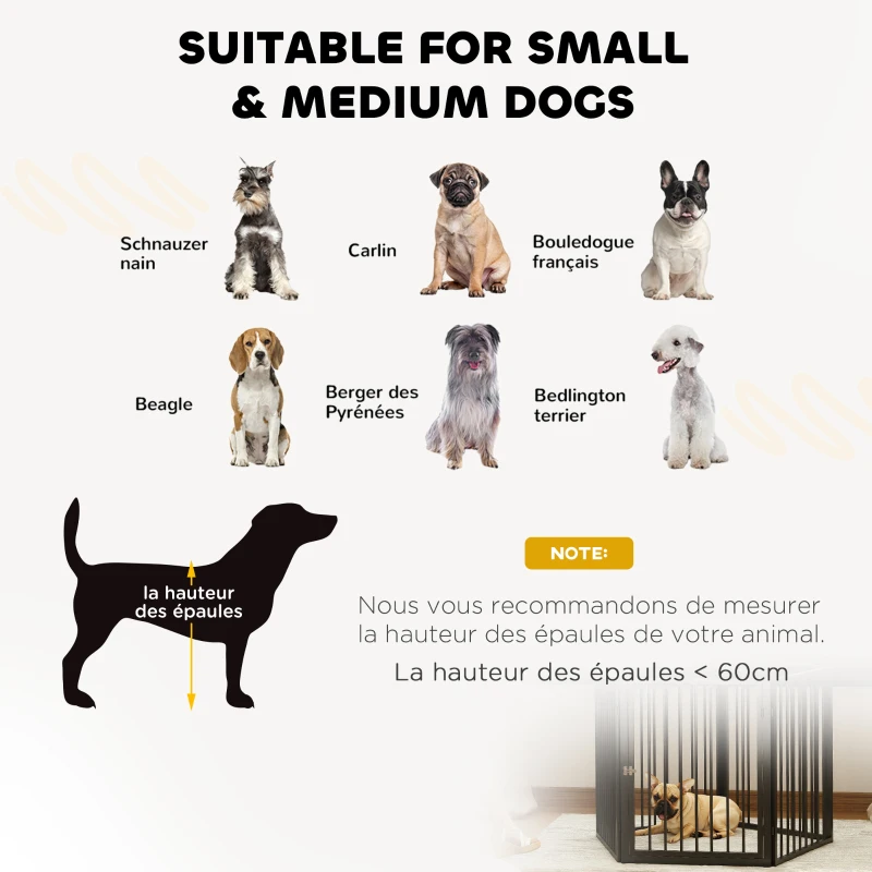 PawHut Parc pentru câine, parc pentru animale, 5 panouri, gard portabil pliabil, sigur, negru